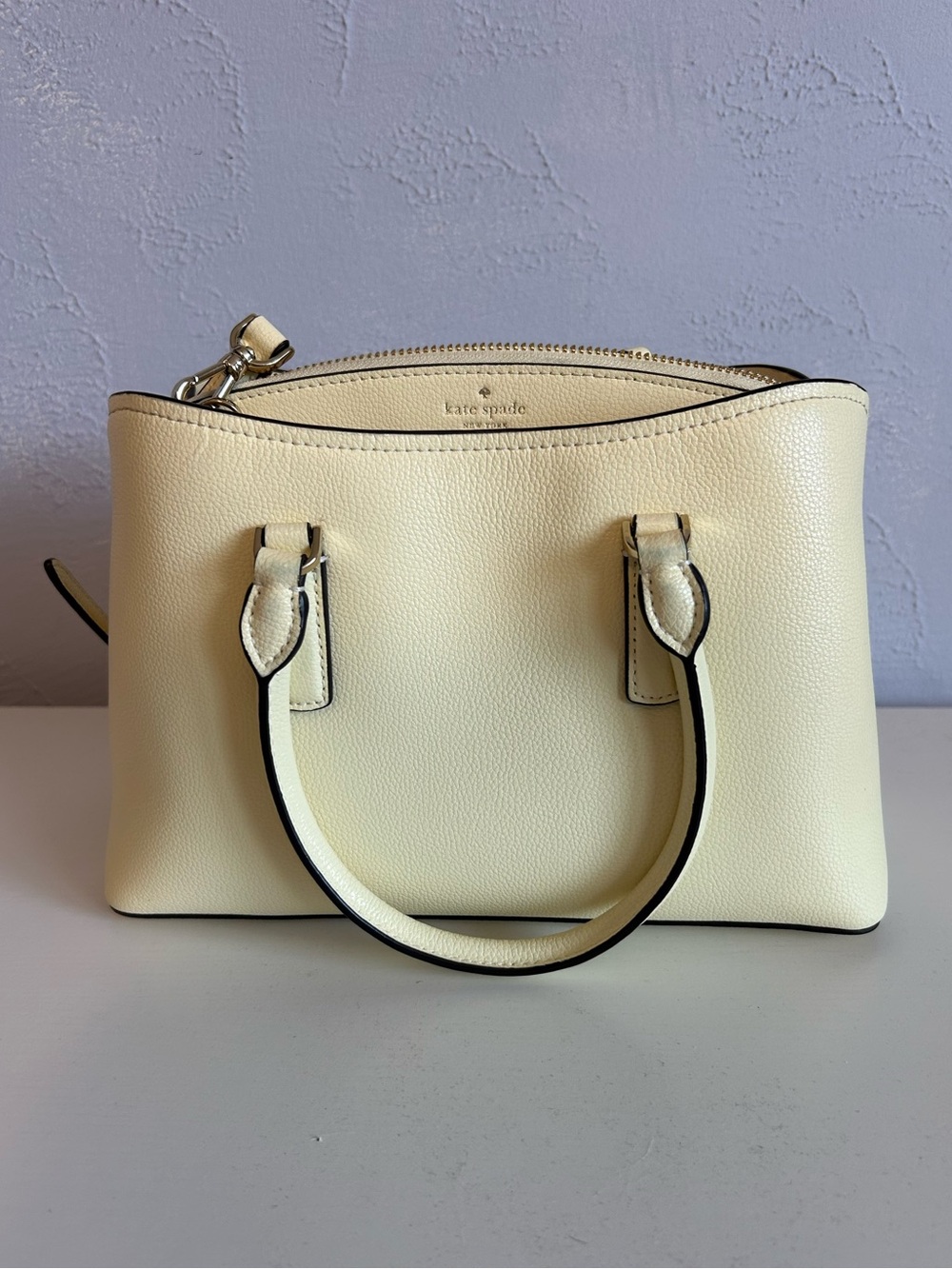 Thompson Street Small Satchel Bag & Medium Bifold Wallet in Lemon Fondant - Picture 3 of 9